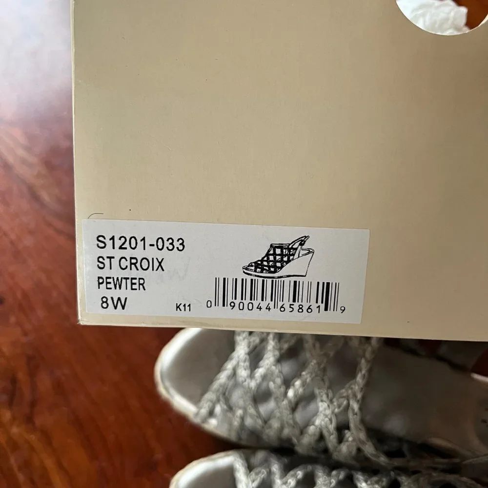SoftWalk St. Croix Wedge Sandals in Pewter-‎ Size 8W- New open box